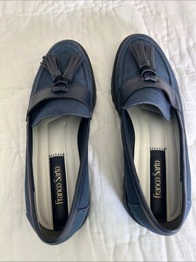 Franco Sarto Navy Tassel Slip-On Loafers